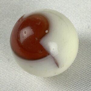 Vintage Akro Agate Tongue Patch Helmet Marble .60 Inch Red White UV Reactive